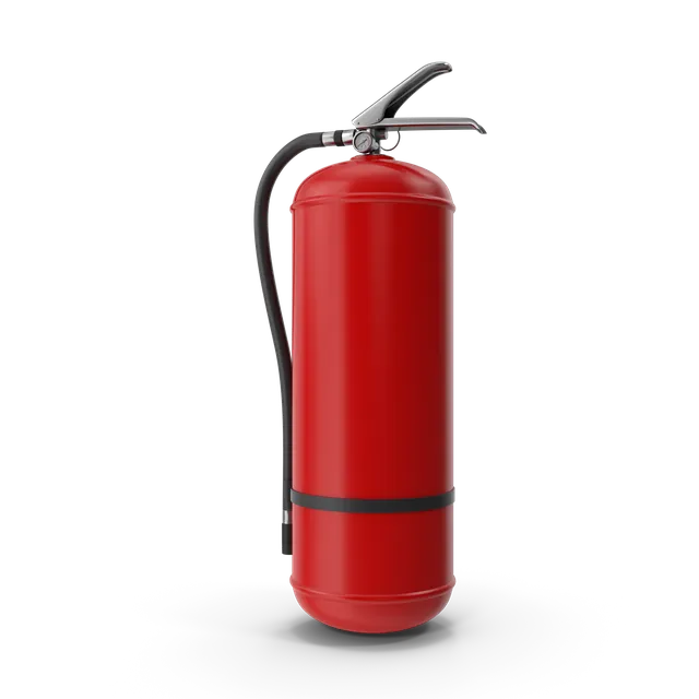 A red fire extinguisher